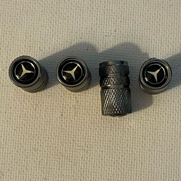 Mercedes Benz logo valve Stem caps in Gray set of 4 NWT - Picture 1 of 4
